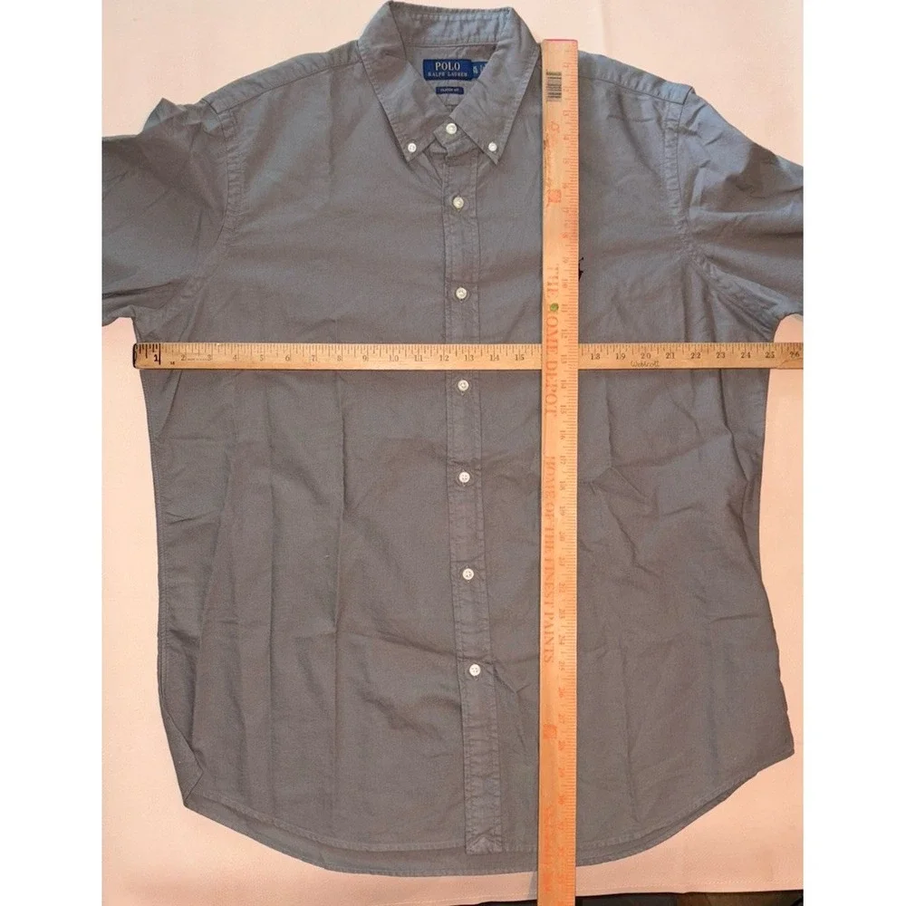 Polo Ralph Lauren Long Sleeve Oxford Button Down Solid Green Gray Classic Fit